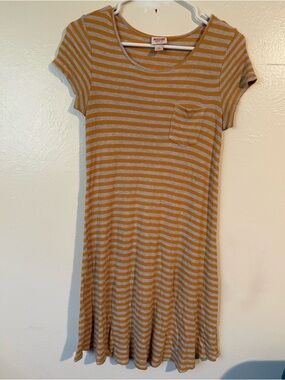 Mossimo Supply Co. Mustard And Light Gray Striped Tee